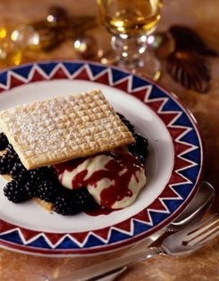 Blackberry Napoleons with tangerine sabayon