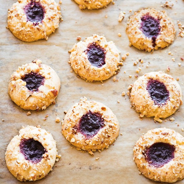 Blackberry-pecan thumbprints
