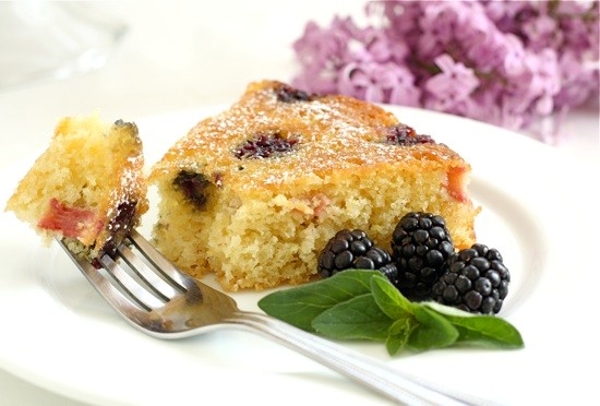 Blackberry rhubarb buttermilk cake 