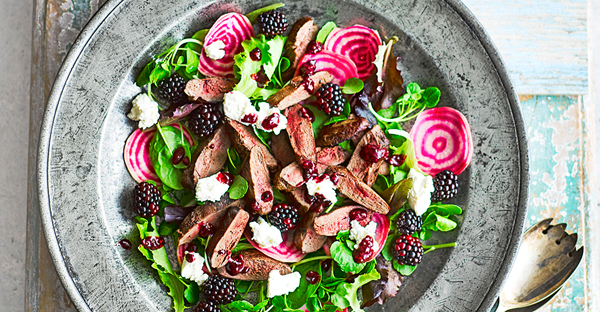 Blackberry, ricotta & pigeon salad