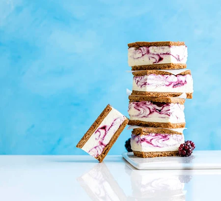 Blackberry ripple ice cream sandwiches