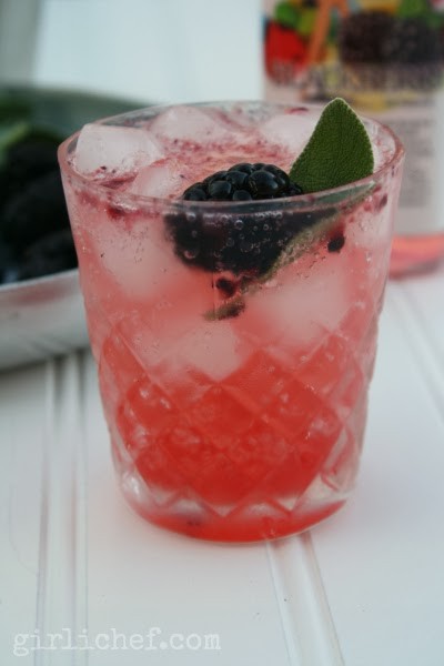 Blackberry sage whiskey fizz