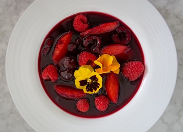 Blackcurrant and cherry soup