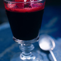 Blackcurrant and lemon verbena jelly with blackcurrant compote 