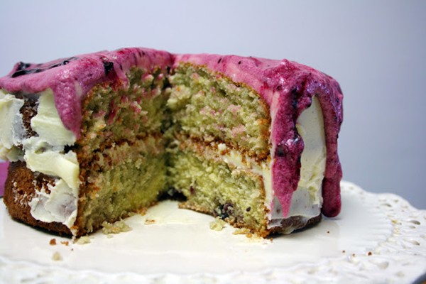Blackcurrant jam layered sponge cake