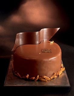 Blackcurrant, pear & milk chocolate entremet