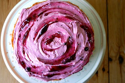 Blackcurrant ripple christening cake