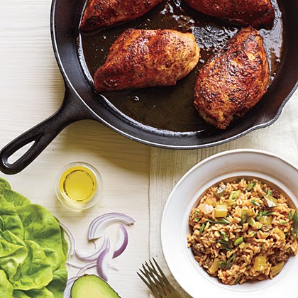 Blackened chicken with dirty rice