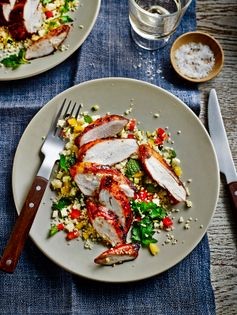 Blackened chicken with Mediterranean vegetable couscous