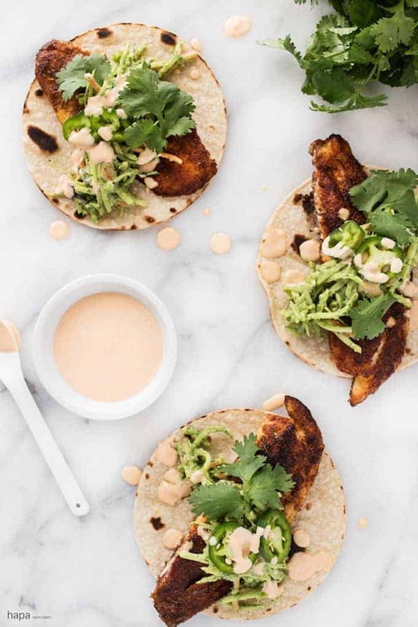 Blackened fish tacos [Kathleen Kiebler, Hapa Nom Nom]