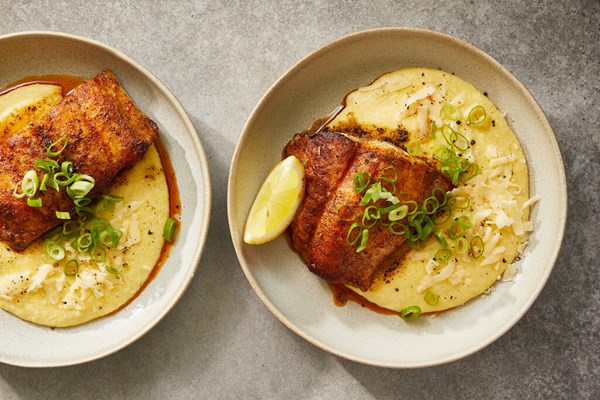 Blackened fish with quick grits [Vallery Lomas]