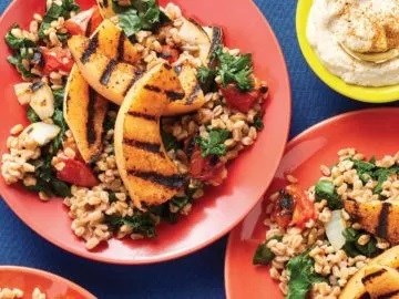  Blackened melon with farro pilaf [Cajun mayo]