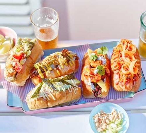 Blackened shrimp hot dog