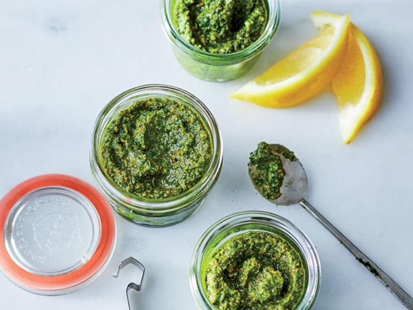 Blanched pesto