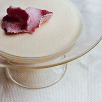 Blancmange with crystallised roses