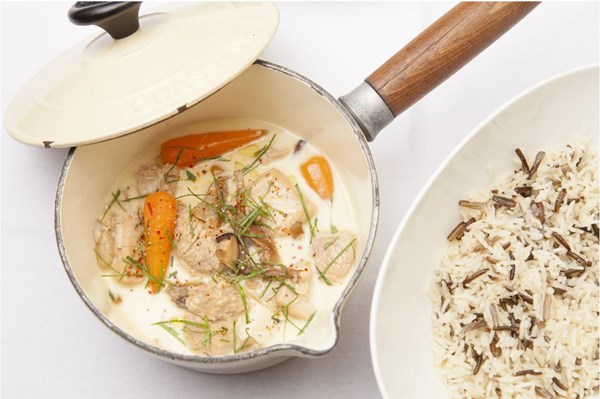 Blanquette de veau with pilau rice [Eric Chavot]