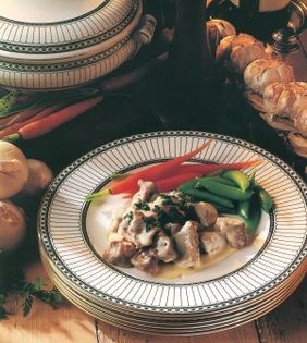 Blanquette of lamb in garlic cream