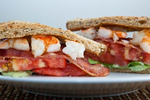 BLAST (bacon, lettuce, avocado, shrimp and tomato) sandwich