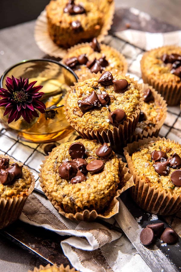 Blender chocolate chip oatmeal zucchini muffins