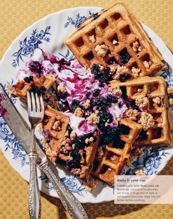 Blissful blueberry high-protein pancakes (or waffles!)