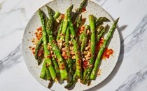 Blistered asparagus