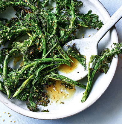 Blistered broccoli rabe with orange & sesame