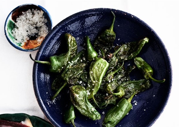 Blistered Padrón peppers