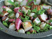 Blistered radishes with parsley