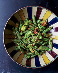 Blistered shishito peppers with miso