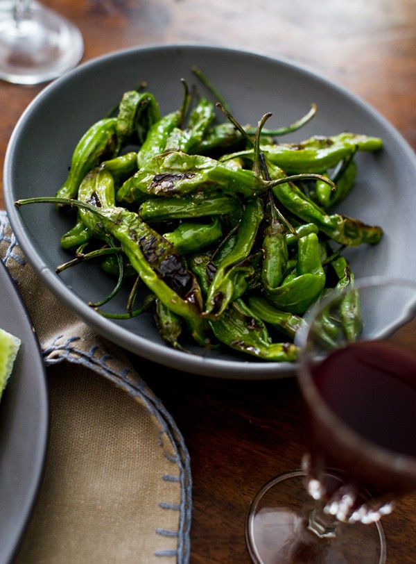 Blistered shishito peppers with yuzu kosho