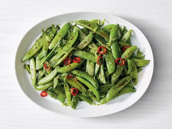 Blistered snap peas