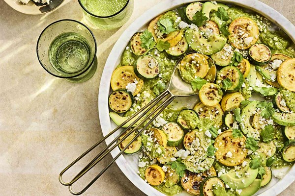 Blistered summer squash salad