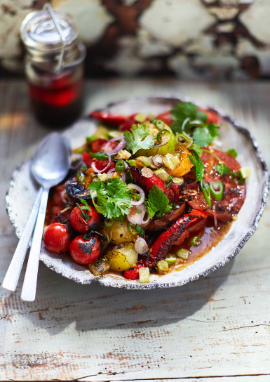 Blistered tomato and lime salad