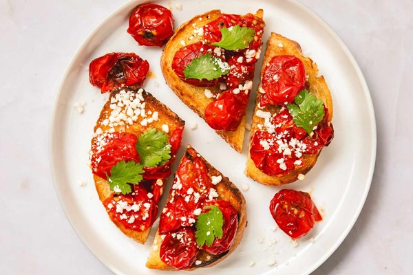 Blistered tomato toasts