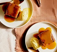 Blitz-and-bake banana sticky toffee pudding