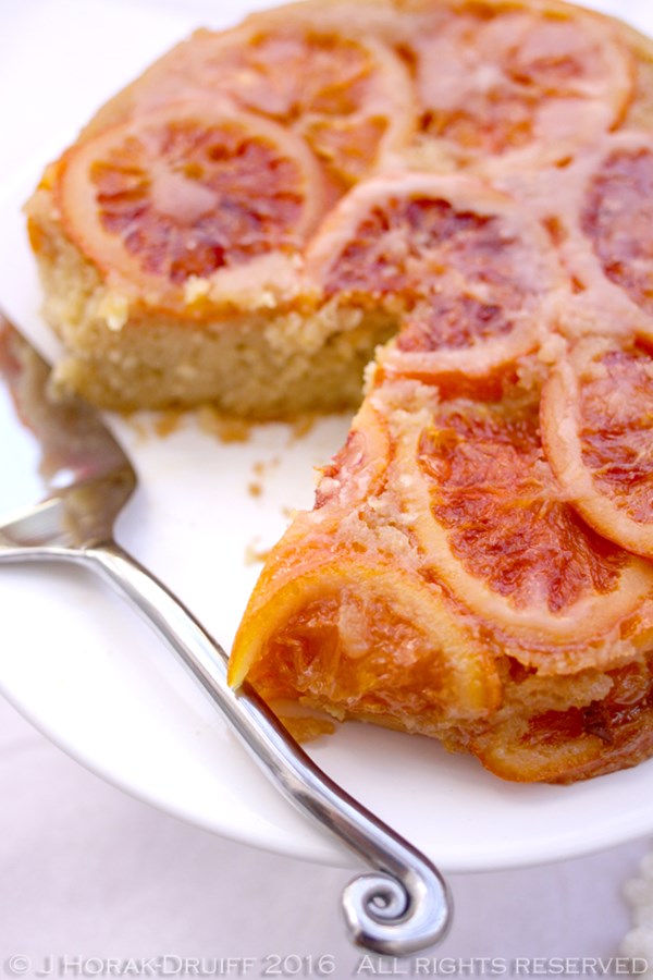 Blood orange and Cointreau upside-down cake