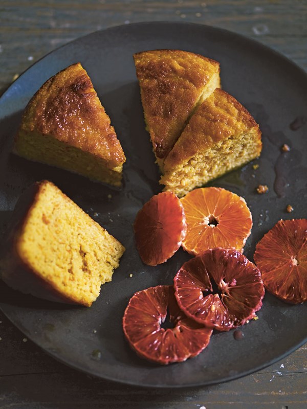 Blood orange and olive oil cake with almonds
