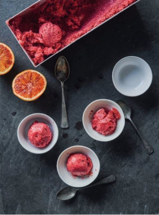 Blood orange and pomegranate sorbet