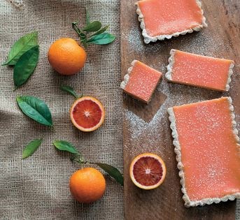 Blood orange bars with a brown butter crust