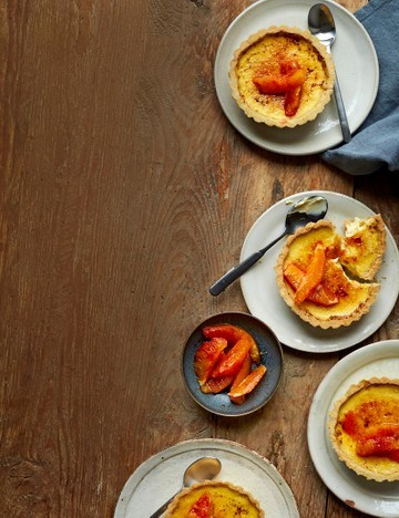 Blood orange brûlée tartlets