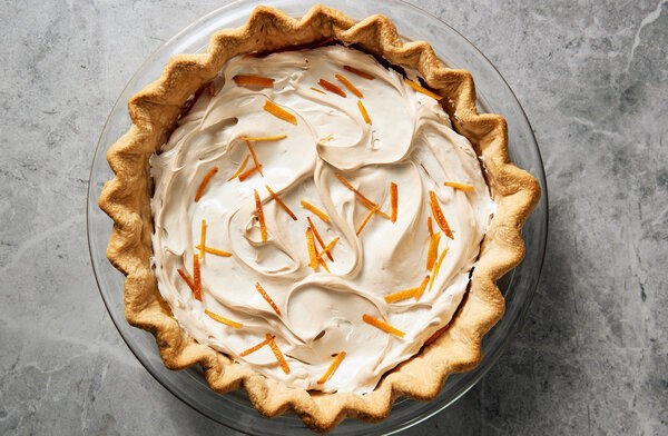 Blood orange butterscotch meringue pie