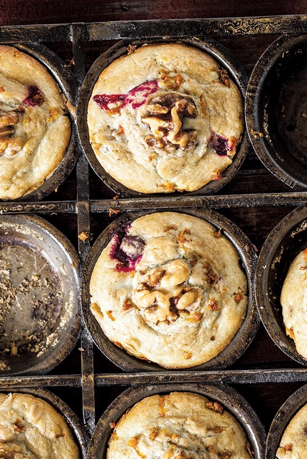 Blood orange cranberry walnut muffins