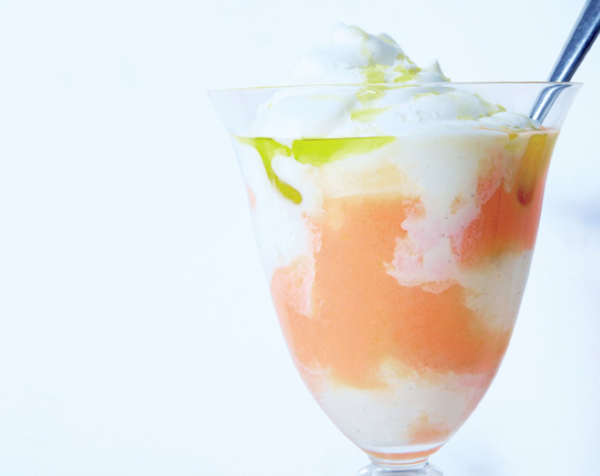 Blood orange-curd sundaes with olive oil and sea salt