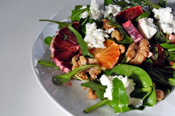 Blood orange, fennel, walnut and ricotta salad