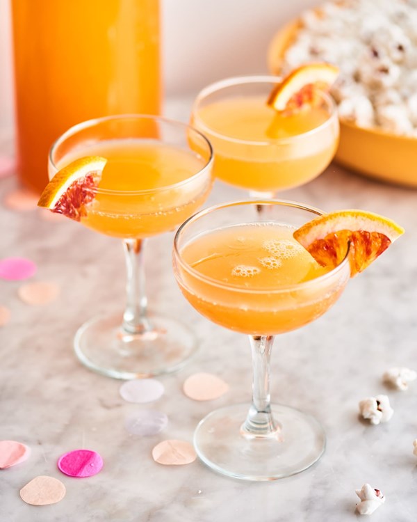 Blood orange French 75 pitcher cocktail