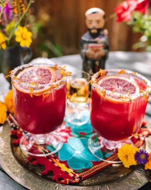 Blood orange marigold margarita