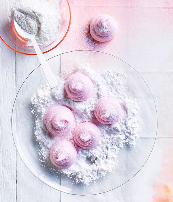 Blood orange marshmallows with sherbet dip