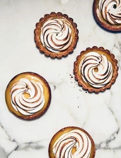 Blood orange-meringue tartlets