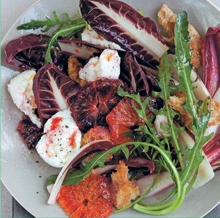 Blood orange, mozzarella, toasted sourdough and radicchio salad