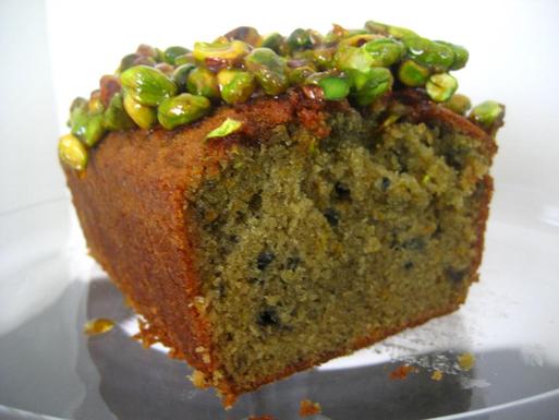 Blood orange olive oil cake with candied pistachios